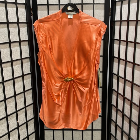 Bianca Nygard Tops - Bianca, Nygard Sleeveless 100% Silk Blouse Orange/Coral SZ 14, NWT